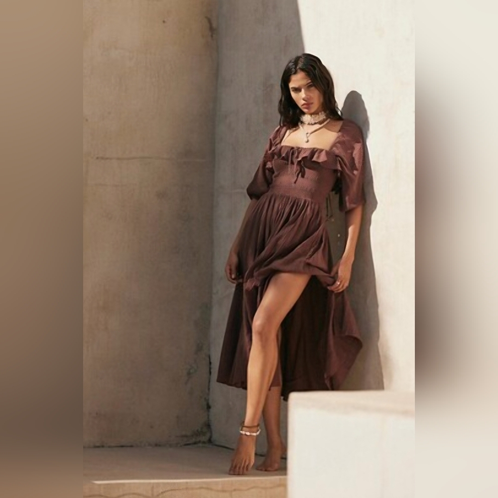 Free People Brown Oasis Midi Dress